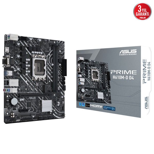 ASUS PRIME H610M-D D4 2xDDR4 VGA/HDMI 1xM.2 1xGLAN 1xCOM 1700P ANAKART