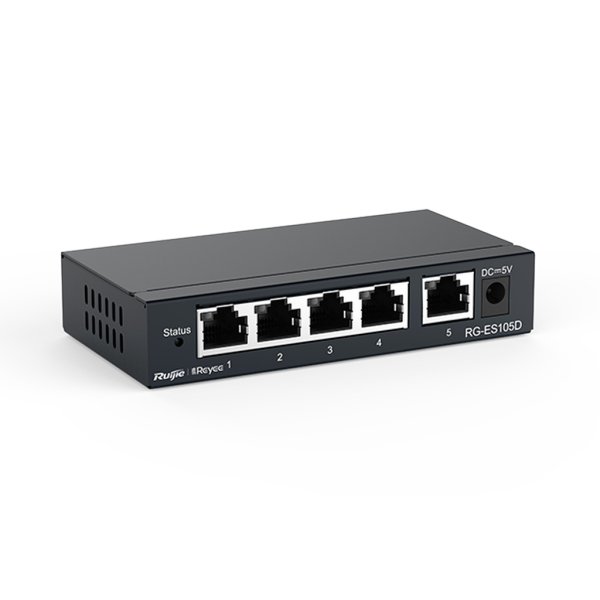 Reyee RG-ES105D 5 Portlu, 10/100 Fast Ethernet, Tak Çalıştır Switch, Metal Kasa