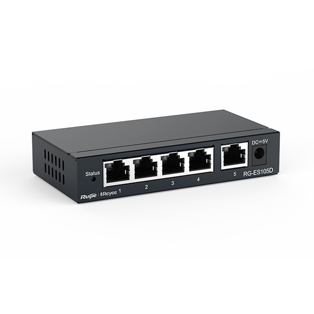 Reyee RG-ES105D 5 Portlu, 10/100 Fast Ethernet, Tak Çalıştır Switch, Metal Kasa