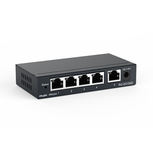 Reyee RG-ES105D 5 Portlu, 10/100 Fast Ethernet, Tak Çalıştır Switch, Metal Kasa