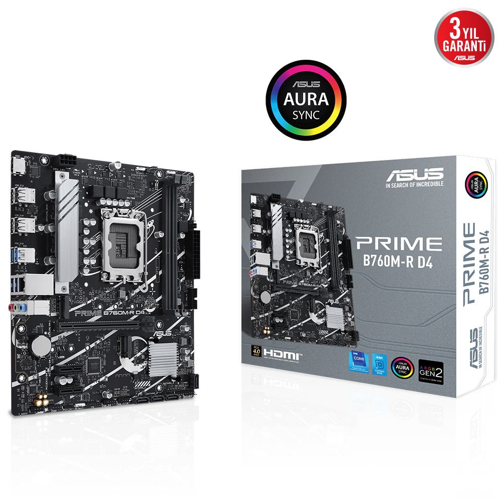 ASUS PRIME B760M-R D4 2xDDR5 HDMI 2xM.2 2.5Gbit LAN 1700P ANAKART