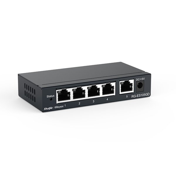 Reyee RG-ES105GD 5 Portlu, 10/100/1000 Gigabit, Tak Çalıştır Switch, Metal Kasa