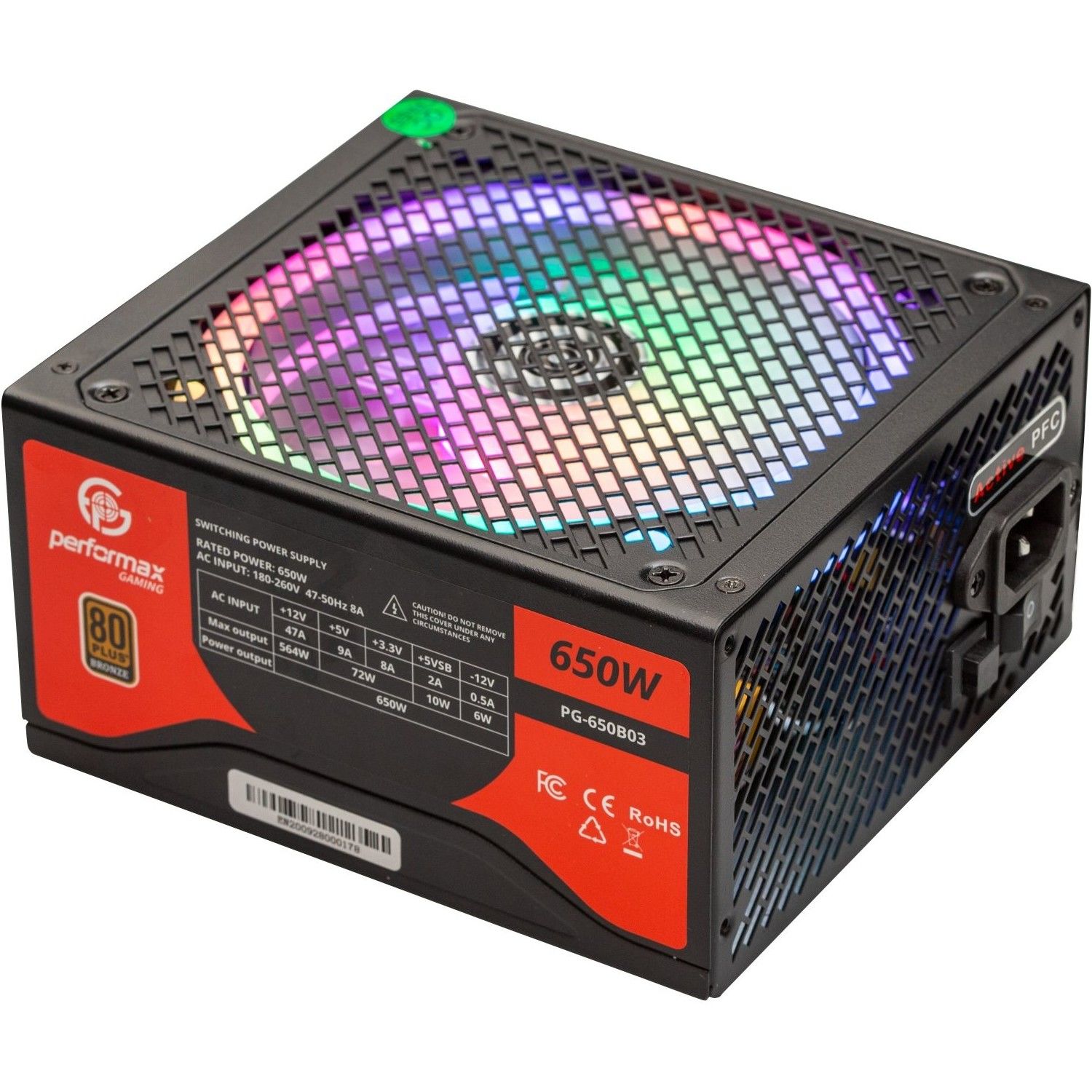 PERFORMAX 650W 80+ BR 14CM FAN POWER SUPPLY PG-650B02