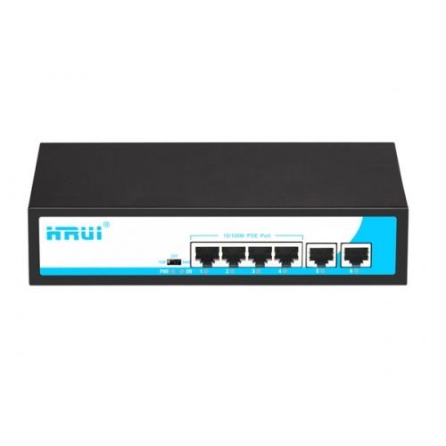 HRUI HR901-AF-4P2U 4 PORT 10/100 4 PORT POE 2 PORT UPLINK 65W YONETILEMEZ DESKTOP SWITCH