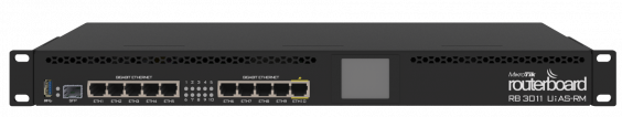 Mikrotik RB3011UiAS-RM  1U ,  1.4 Ghz 2x Cpu  , 1GB Ram