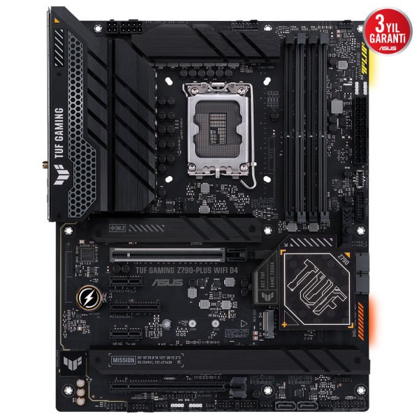 ASUS TUF GAMING Z790-PLUS WIFI D4 INTEL Z790 LGA1700 4xDDR4 5333 DP HDMI 4xM2 USB3.2 AX WİFİ BT AURA RGB 2.5GBİT LAN ATX PCIE SLOT Q RELEASE ARMOURY CRATE AI SUİTE 3