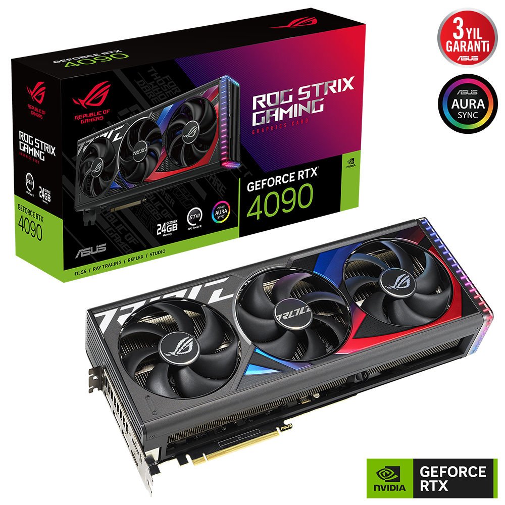 ASUS GEFORCE RTX 4090 ROG-STRIX-RTX4090-24G-GAMING 24GB GDDR6X 384Bit 2xHDMI/3xDP RGB EKRAN KARTI
