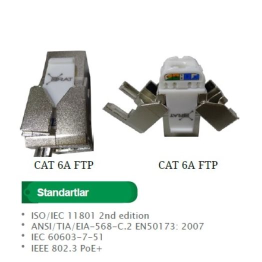 ERAT EAC-C6AFTP-JCK 180 DERECE ( ZIRHLI ) CAT6A KEYSTONE JACK