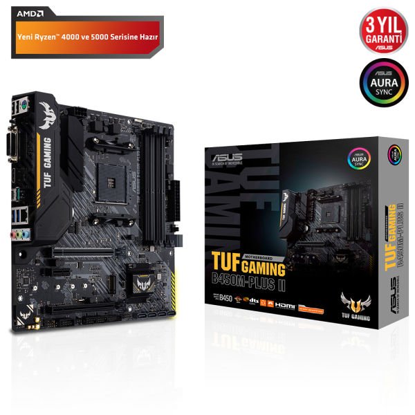 ASUS TUF GAMING B450-PLUS II 4xDDR4 DP/HDMI 16X 2xM.2 AM4 ANAKART