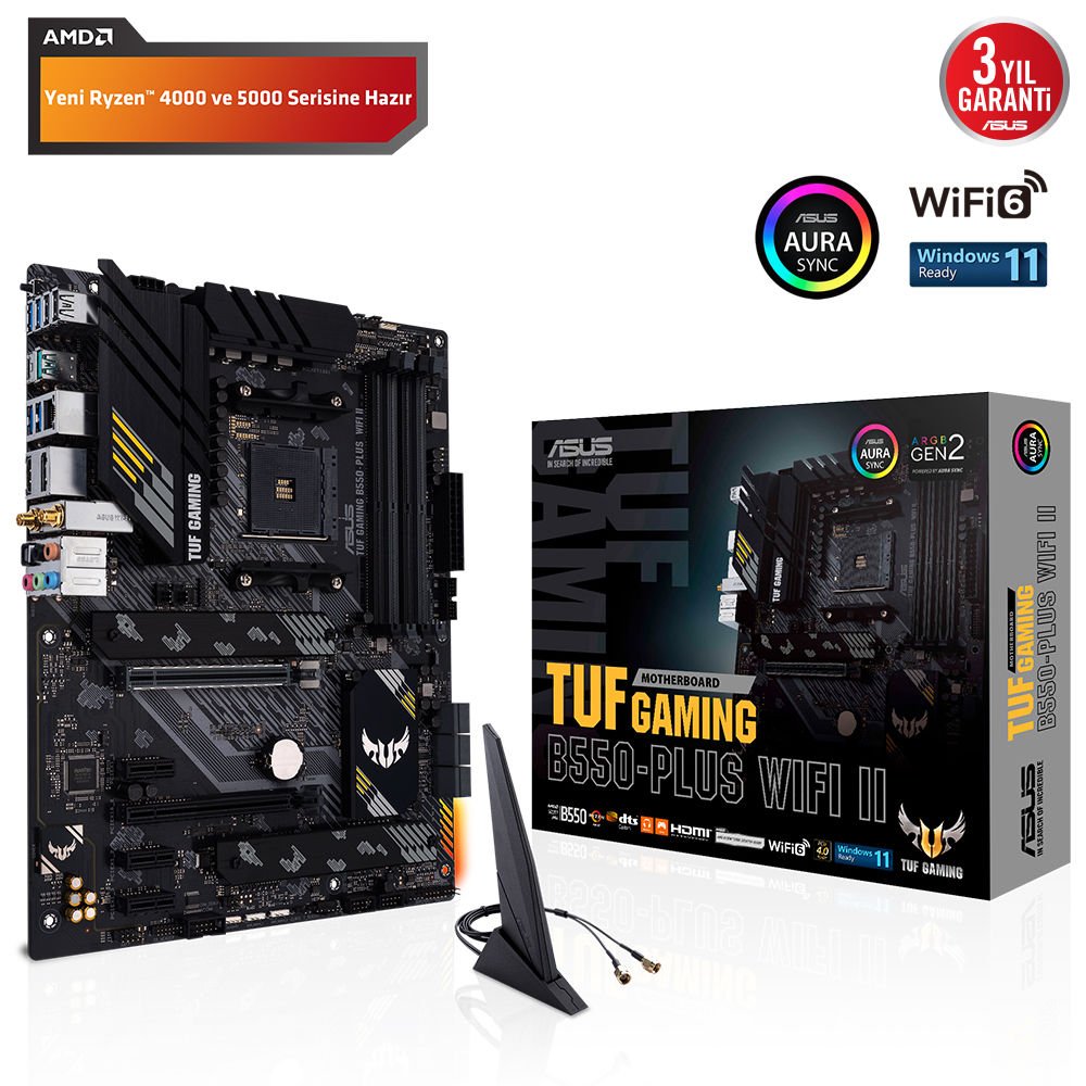 ASUS TUF GAMING B550-PLUS WIFI II 4xDDR4 DP/HDMI 2xM.2 AM4 ANAKART