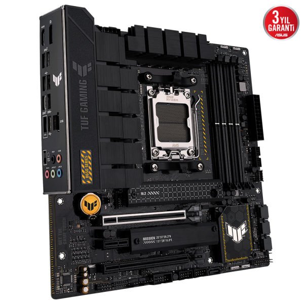 ASUS TUF GAMING B650M-PLUS AM5 4xDDR5 6400 DP/HDMI 2xM2 USB3.2 AURA RGB 2.5GBİT LAN MATX 128GB RAM DESTEĞİ