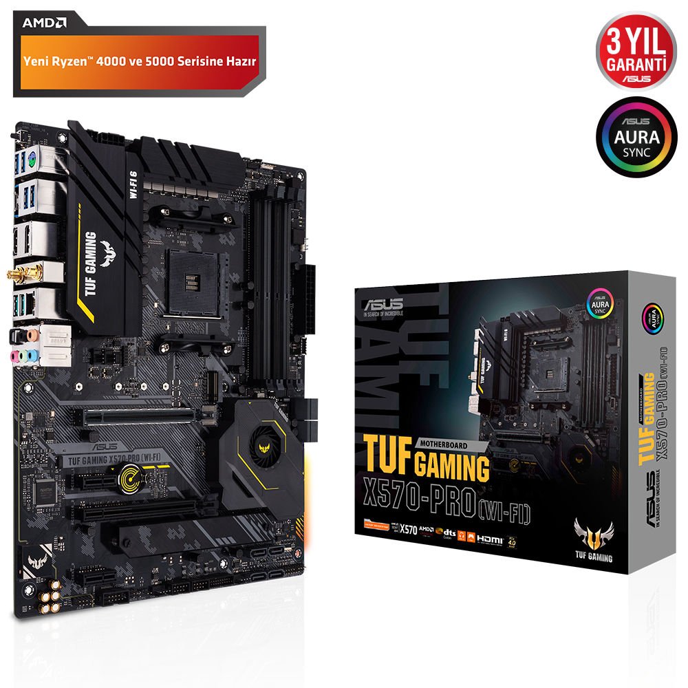 ASUS TUF GAMING X570-PRO WI-FI 4xDDR4 DP/HDMI 2xM.2 AM4 ANAKART