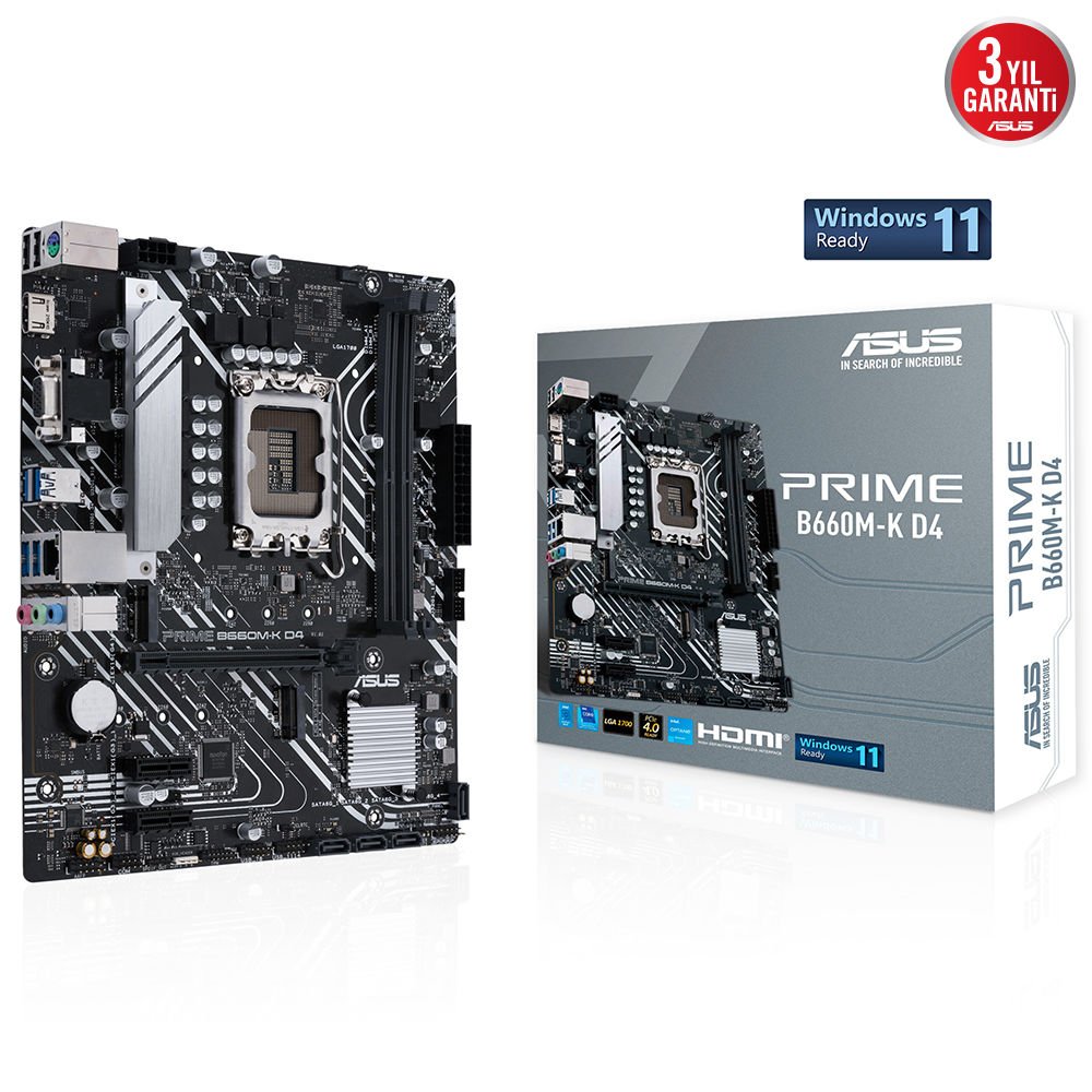 ASUS PRIME B660M-K D4 2xDDR4 HDMI/VGA 2xM.2 1xGLAN 1700P ANAKART