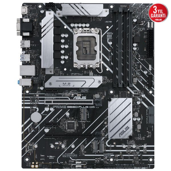 ASUS PRIME B660-PLUS D4 4xDDR4 VGA/HDMI/DP 3xM.2 1xGLAN 1700P ANAKART