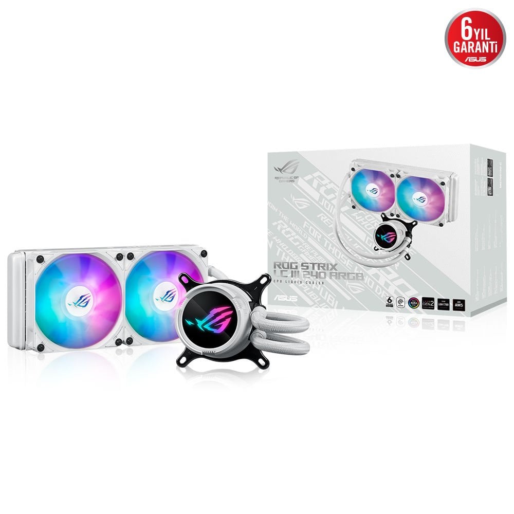 ASUS ROG STRIX LC III 240 ARGB WHITE AURA SYNC RGB FAN 240MM LGA1700/AM4 SOKET SIVI SOĞUTMA