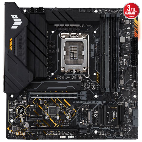 ASUS TUF GAMING B660M-PLUS D4 4xDDR4 5333 DP HDMI 2xM2 USB3.2 AURA RGB 2.5GBİT LAN MATX 128GB RAM DESTEĞİ 1700p