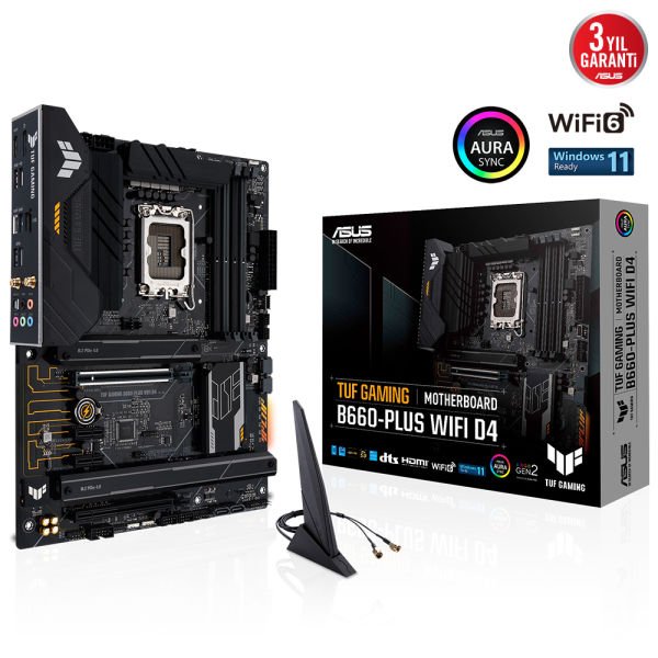 ASUS TUF GAMING B660-PLUS WIFI D4 4xDDR4 HDMI/DP 3xM.2 1xGLAN 1700P ANAKART