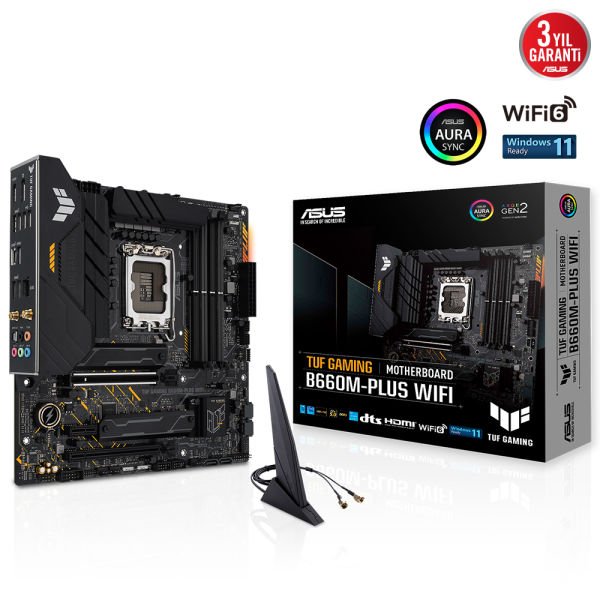 ASUS TUF GAMING B660M-PLUS WIFI 4xDDR4 HDMI/DP 2xM.2 1xGLAN 1700P ANAKART