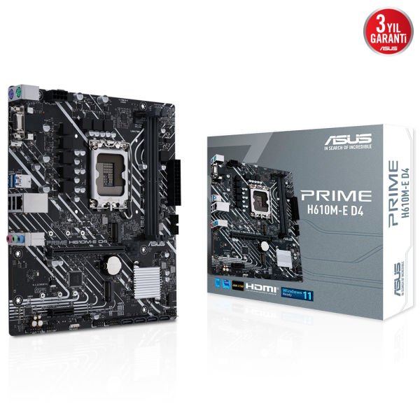 ASUS PRIME H610M-E D4 2xDDR4 HDMI/DP 2xM.2 1xGLAN 1700P ANAKART