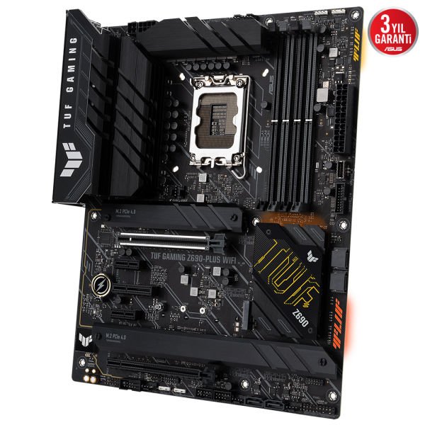 ASUS TUF GAMING Z690-PLUS WIFI INTEL Z690 LGA1700 4xDDR5 6000 1xDP 1xHDMI 4xM2 USB3.2 AX WİFİ + BT AURA RGB 2.5GBİT LAN ATX PCIE5.0 İKİ YÖNLÜ AI SES ENGELLEYİCİ MİK.TUF PROTECTION