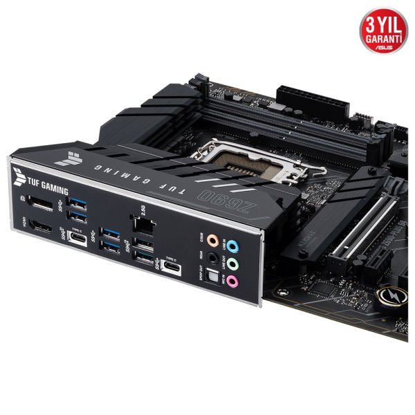 ASUS TUF GAMING Z690-PLUS D4 Intel Z690 LGA1700 4xDDR4 5333 1xDP 1xHDMI 4xM2 USB3.2 AURA RGB 2.5Gbit LAN ATX PCIe5.0, 14+1 Güç Aşaması, İki Yönlü AI Ses Engelleyici Mik., TUF PROTECTION