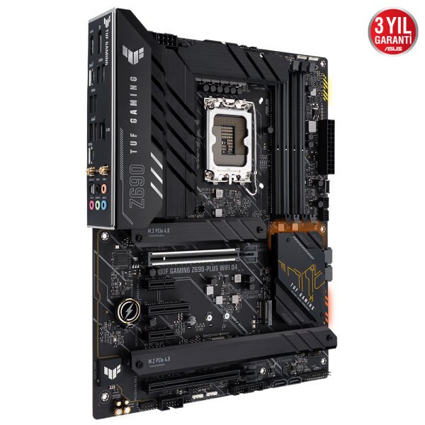 ASUS TUF GAMING Z690-PLUS WIFI D4 Intel Z690 LGA1700 4xDDR4 5333 1xDP 1xHDMI 4xM2 USB3.2 AX WiFi + BT AURA RGB 2.5Gbit LAN ATX PCIe5.0, 14+1 Güç Aşaması, İki Yönlü AI Ses Engelleyici Mik., TUF PROTECTION