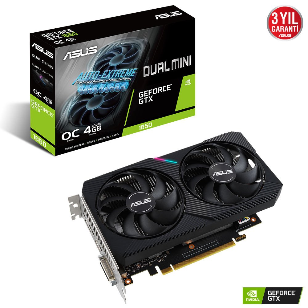 ASUS DUAL-GTX1650-O4GD6-MINI GTX1650 4GB GDDR6 128Bit DVI/HDMI/DP