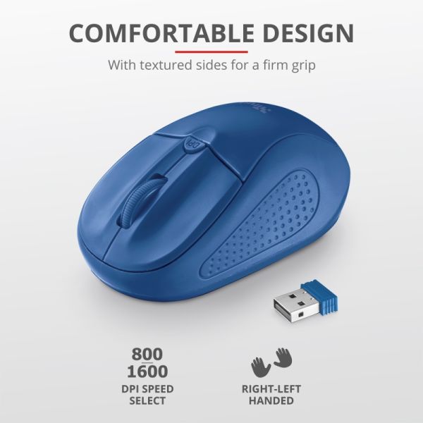 TRUST PRİMO 20786 USB 1600 DPI MAVİ KABLOSUZ MOUSE