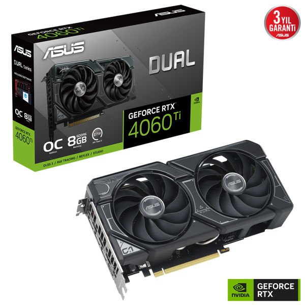 ASUS DUAL-RTX4060TI-O8G RTX4060TI 8GB GDDR6X 128Bit 3xDP/1xHDMI GRAPHICS CARD