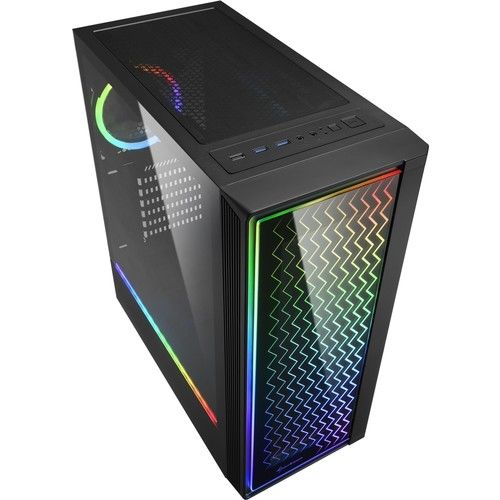 SHARKOON RGB-LIT-200 PSU YOK 2x12CM FAN MIDI TOWER TEMPERLİ CAM RGB GAMING KASA