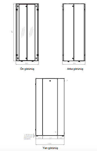 Lande Proline 400P LN-HL47U8010-BL-C 47U 800x1000 Perfore Kapaklı Server Kabinet