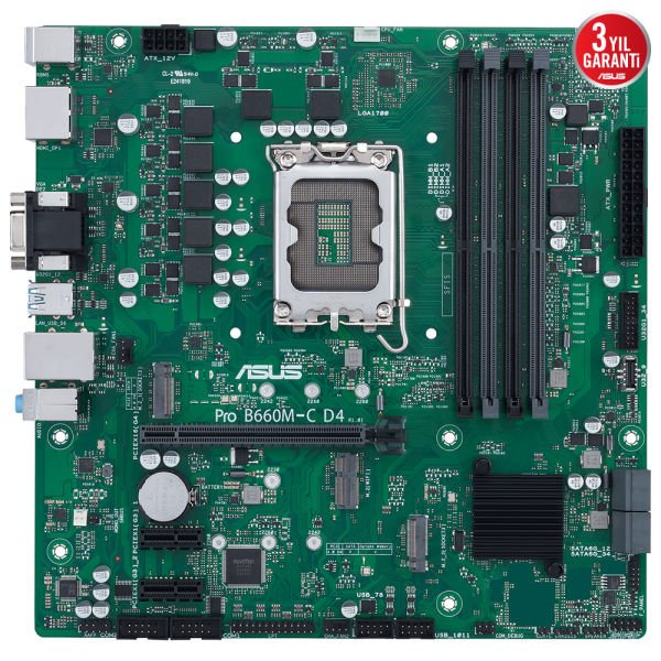 ASUS PRO B660M-C D4-CSM B660 4xDDR4 VGA/HDMI/DP 2xM.2 1xGLAN 1700P ANAKART