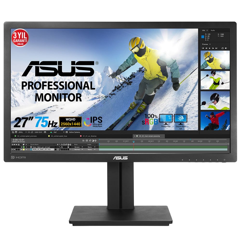 ASUS PB278QV 27'' 5MS 2K 2560x1440 75Hz VGA/DVI/HDMI/DP MM PIVOT LED MONITOR