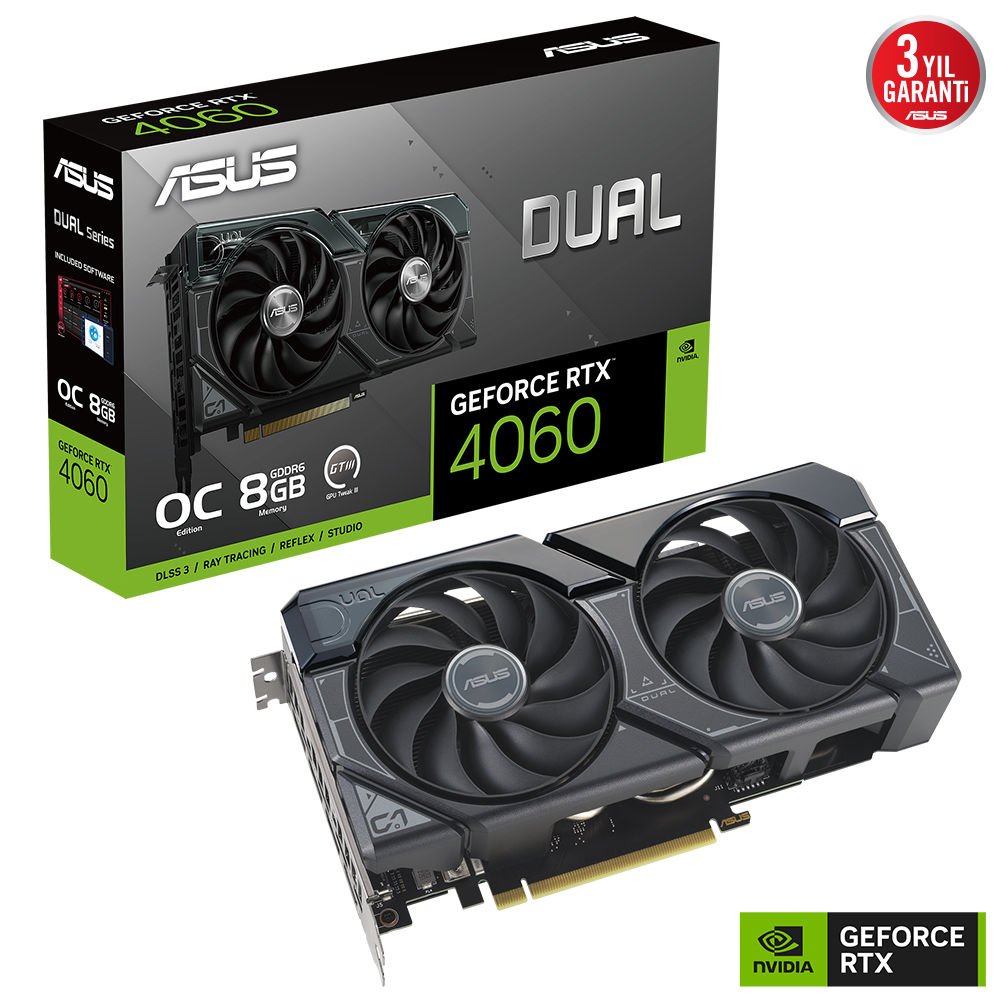 ASUS DUAL-RTX4060-O8G RTX4060 8GB GDDR6X 128Bit 3xDP/1xHDMI