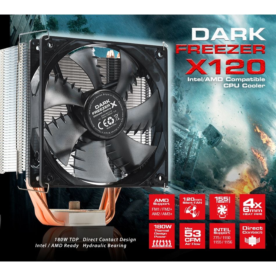 DARK FREEZER X120 DKCCX120 AMD/INTEL AM4/LGA1151 UYUMLU İŞLEMCİ FANI