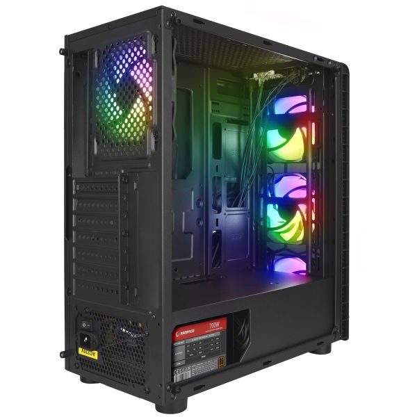 RAMPAGE REDSKY RGB MESH 700W 80+ BR 4x12CM RGB FAN ATX TEMPERED GLASS 2xUSB2.0/1xUSB3.0 SİYAH MID TOWER GAMİNG KASA