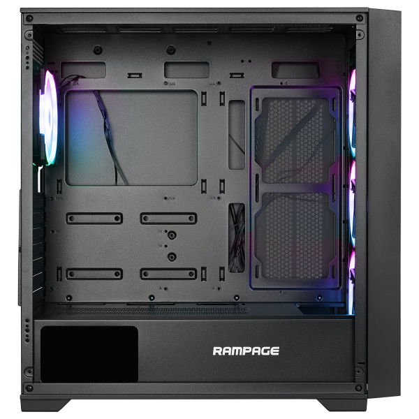 RAMPAGE PRIME MESH PSU YOK 4x12CM ARGB FAN E-ATX TEMPERED GLASS 2xUSB2.0/1xUSB3.0 SİYAH MID TOWER GAMİNG KASA