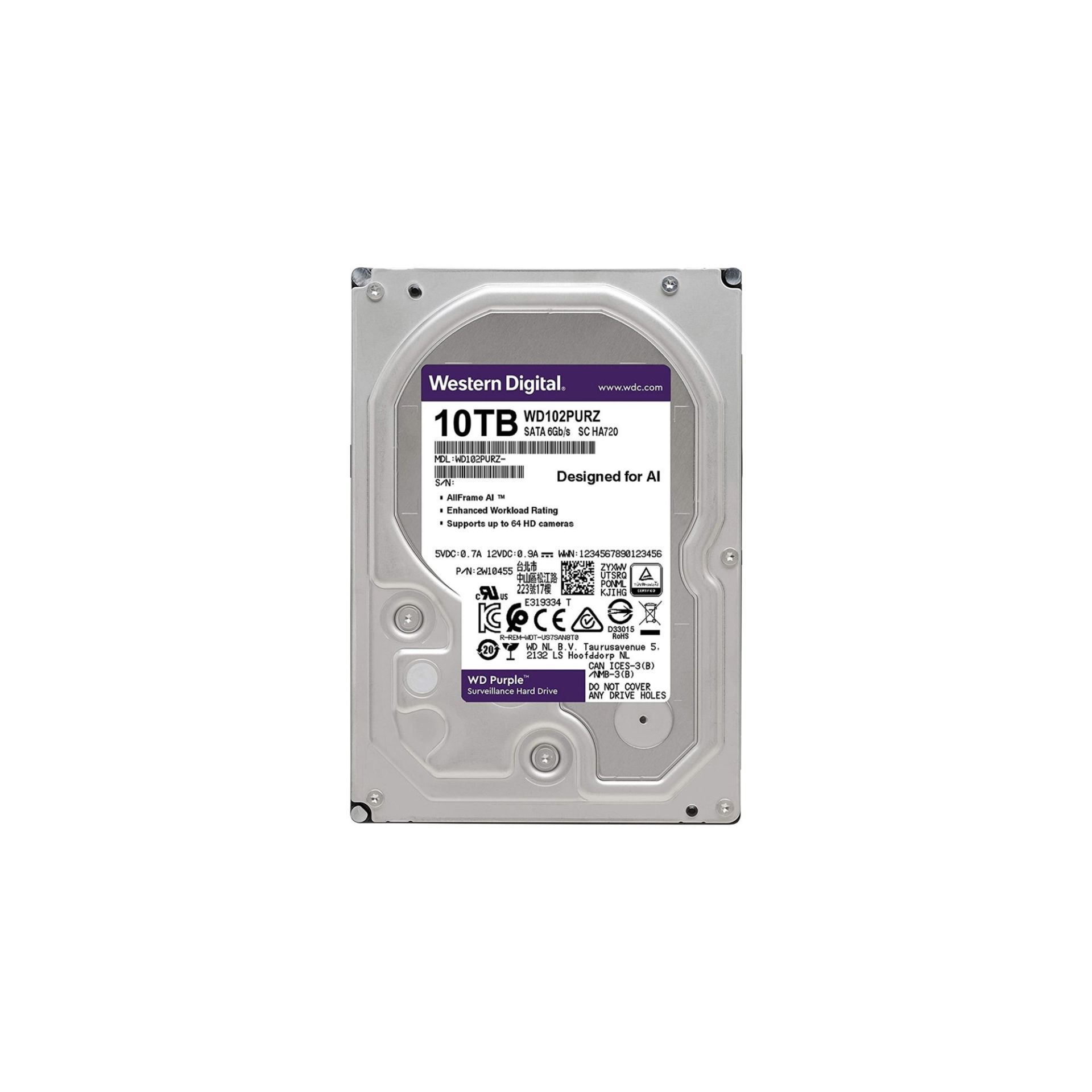 WD PURPLE 10TB 7200RPM 256MB SATA3 6Gbit/sn WD102PURZ 7/24 HDD
