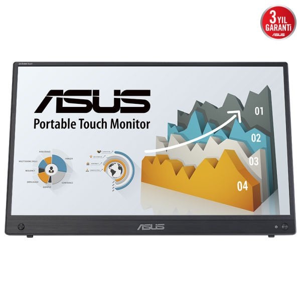 ASUS ZENSCREEN MB16AHT 15.6 TASINABILIR USB MONITOR IPS 1920x1080 5MS MINI HDMI-TYPE-C  3YIL 10 PARMAK DOKUNMATIK DAHILI BATARYA EYECARE MONITOR