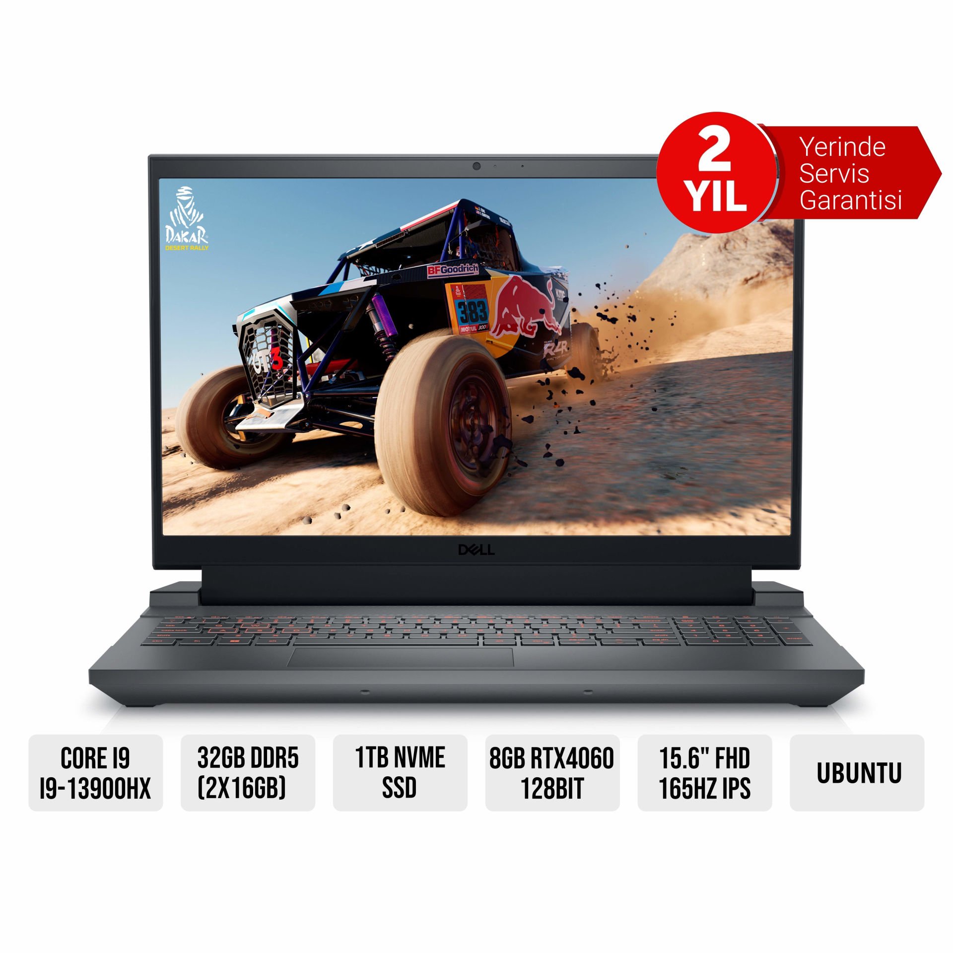 DELL G15 5530 G55302401017U I9-13900HX 32GB 1TB SSD 8GB RTX4060 15.6'' FHD 165Hz FREEDOS GAMING NOTEBOOK,  2x16GB DDR5 4800MHz, 1x RJ45, Wi-Fi 6, Bluetooth, 3x USB 3.2, 1x HDMI 2.1, 1x USB 3.2, NVIDIA G-SYNC+DDS Display