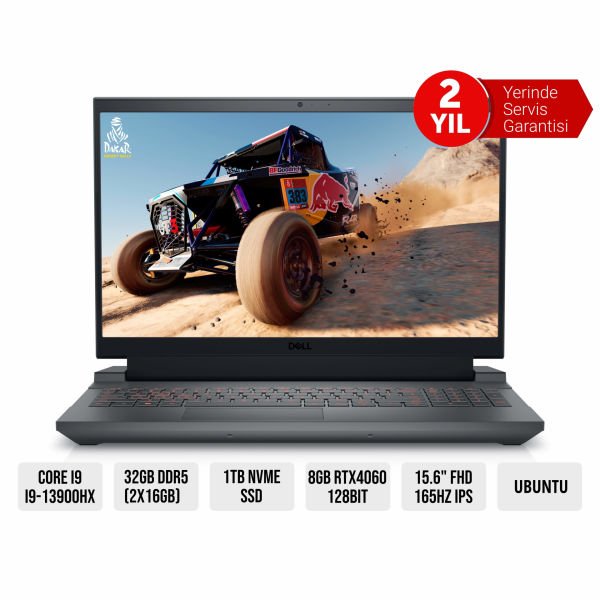 DELL G15 5530 G55302401017U I9-13900HX 32GB 1TB SSD 8GB RTX4060 15.6'' FHD 165Hz FREEDOS GAMING NOTEBOOK,  2x16GB DDR5 4800MHz, 1x RJ45, Wi-Fi 6, Bluetooth, 3x USB 3.2, 1x HDMI 2.1, 1x USB 3.2, NVIDIA G-SYNC+DDS Display