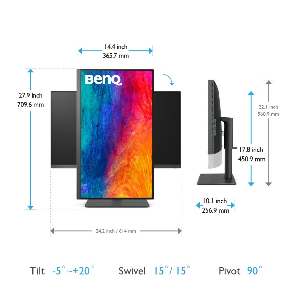 BENQ PD2705U 27'' 5MS 4K HDR 3840x2160 DP/HDMI/TYPE-C PIVOT SRGB REC709 DUALVIEW IPS LED TASARIM MONİTÖR