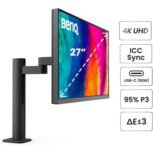BENQ PD2706UA 27'' 5MS 4K HDR 3840x2160 DP/HDMI/TYPE-C PIVOT SRGB REC709 DUALVIEW ERGO ARM TASARIM MONİTÖR