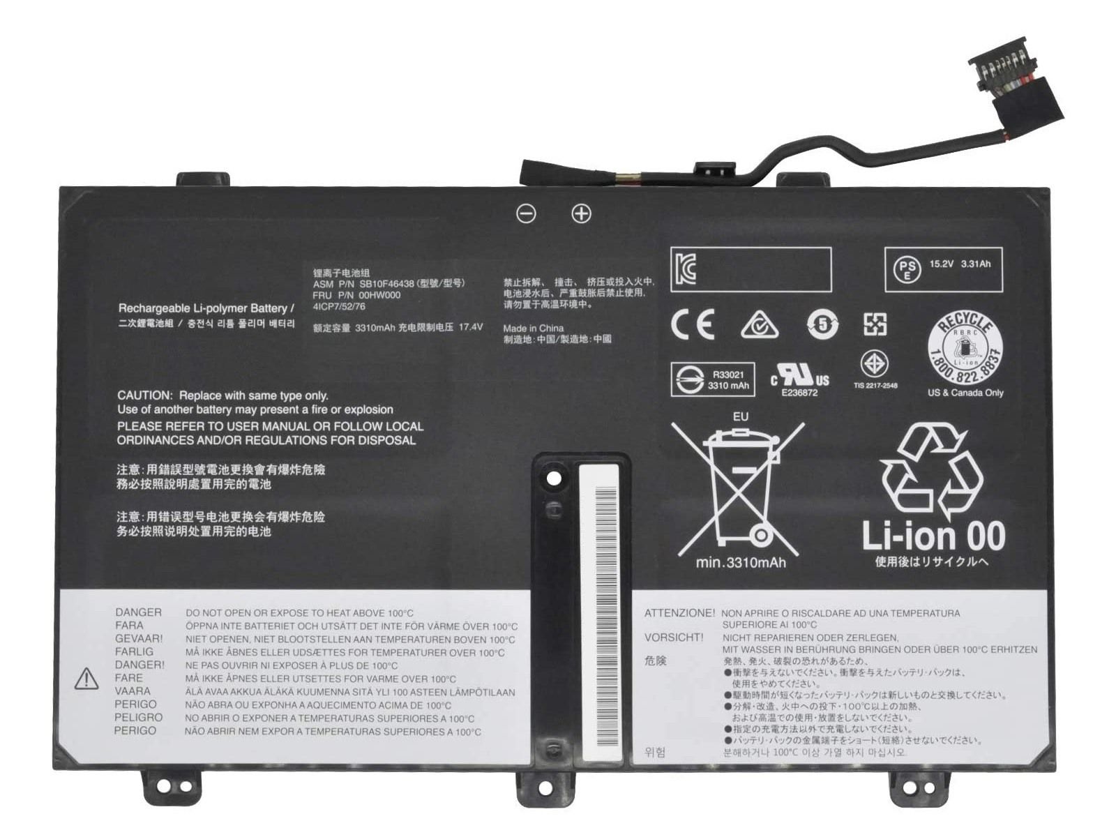 RETRO Lenovo ThinkPad Yoga 14 20D, 00HW001 Notebook Bataryası