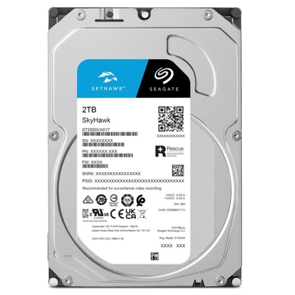 SEAGATE SKYHAWK 2TB 5900RPM 256MB SATA3 ST2000VX017 HDD 7/24 GUVENLIK (RESMİ DİSTİ GARANTİLİ)