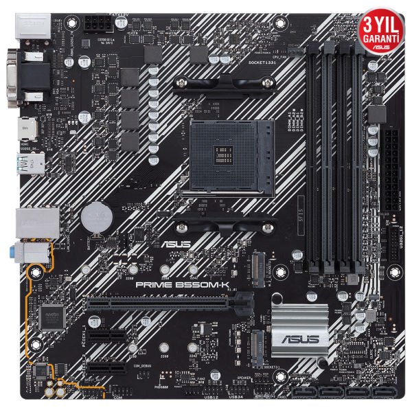 ASUS PRIME B550M-K B550 4xDDR4 VGA+HDMI+DVI-D 16X 2xM.2 AM4 ANAKART