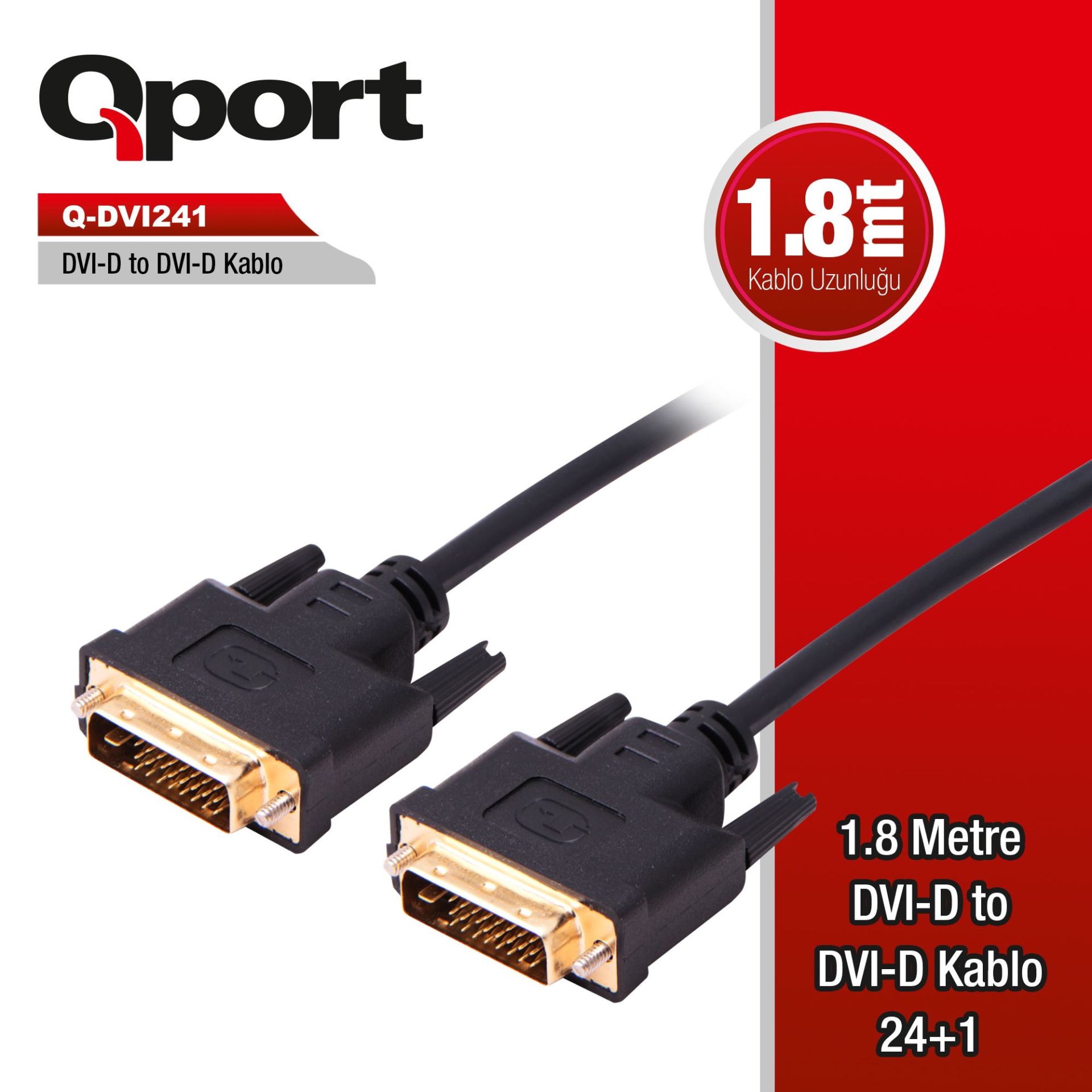 QPORT Q-DVI241 24+1 M/M 1.8 M DVI KABLO