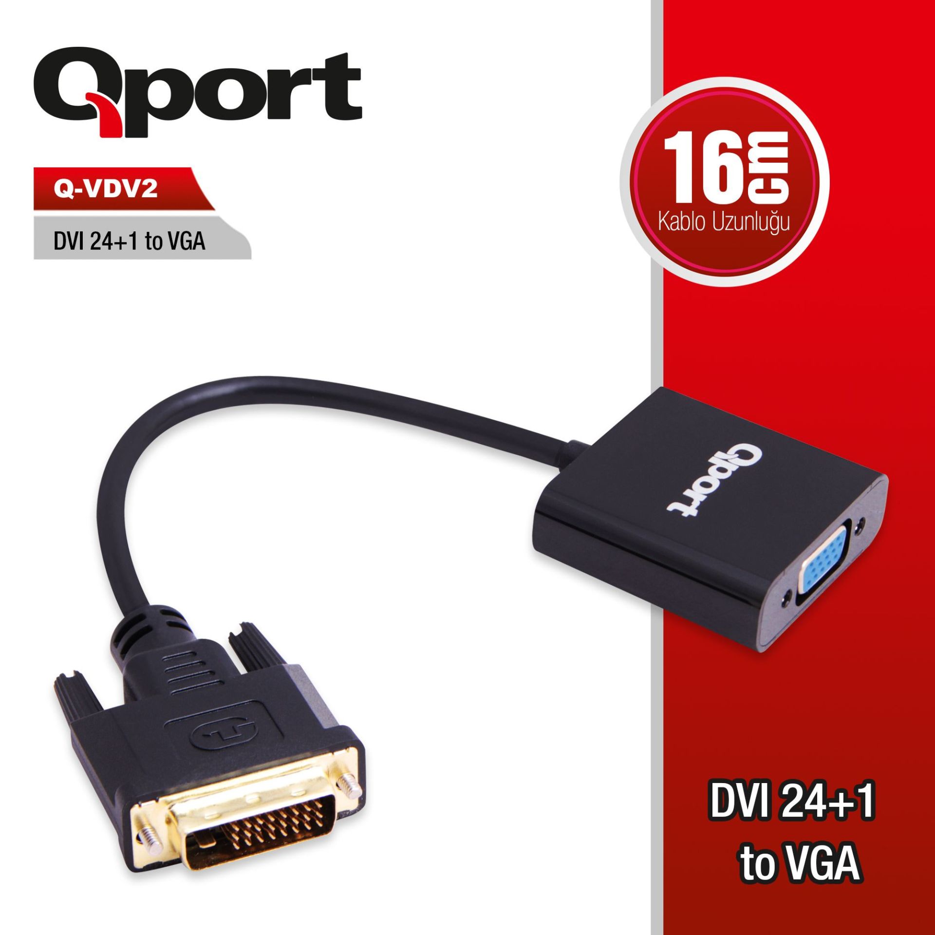QPORT Q-VDV2 DVI 24+1 TO VGA CONVERTER