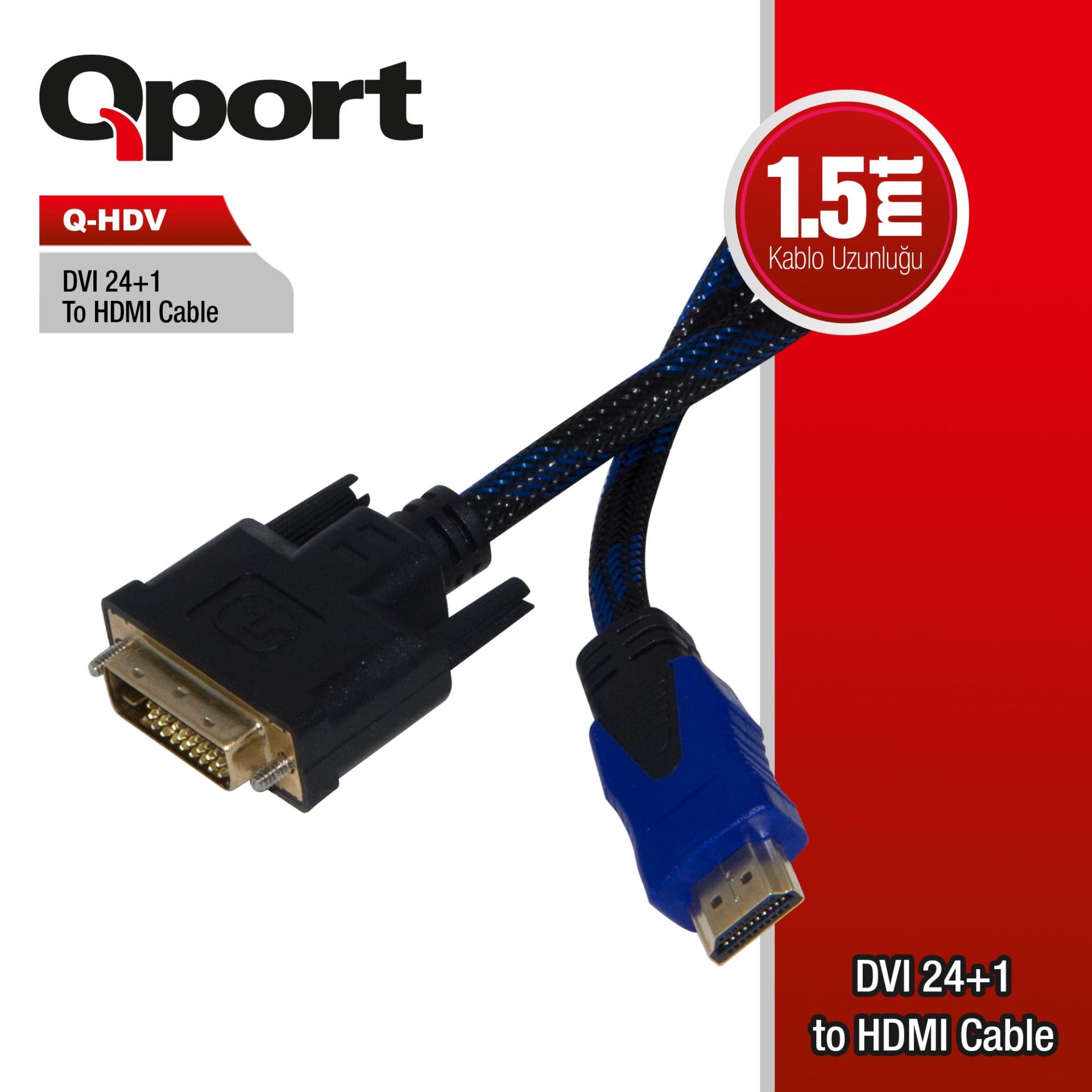 QPORT Q-HDV DVI 24+1 TO HDMI ÇEVİRİCİ