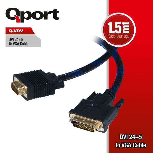 QPORT Q-VDV DVI 24+5 TO VGA ÇEVİRİCİ